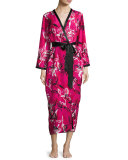 Floral-Print Wrap Robe, Berry Print