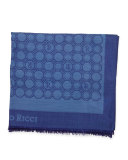 Medallion-Print Silk Scarf, Blue
