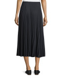 Pleated A-Line Midi Skirt, Coastal Blue