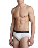 Stretch-Cotton Midi Briefs, White/Black