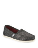 Alpargata Metallic Burlap Slip-On Flat, Black