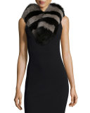 Candy Stripe Fox Fur Collar, Black/Gray