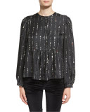 Gemma Long-Sleeve Dot-Print Tunic, Black