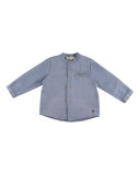 Long-Sleeve Cotton Oxford Shirt, Blue, Size 12M-4