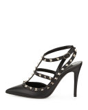 Noir Rockstud Slingback Pump, Black