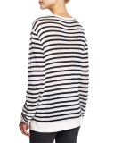 Striped Linen-Blend Tee, Ink/Ivory