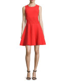 Sleeveless Structured Fit-&-Flare Dress, Flame