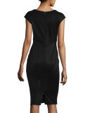 Joni Cap-Sleeve Bodycon Cocktail Dress, Black