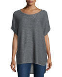 Horizontal-Ribbed Sequin Cashmere Top