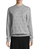 Pierced Crewneck Sweatshirt, Heather Gray