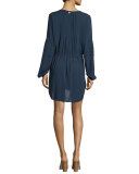 Paris Long-Sleeve Pleated Tunic Coverup