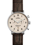43mm Canfield Chronograph Alligator Watch, Red
