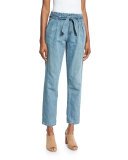 Lucilia Denim Paperbag-Waist Pants, Sea Wash