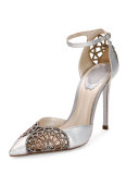Crystal Snakeskin d'Orsay 105mm Pump, Silver/Rose Gold