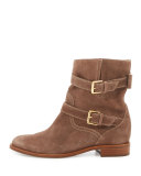 sabina suede buckle bootie, mousse