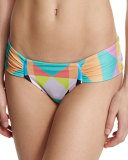 Diamond Abstract-Print Ruched Swim Bottom