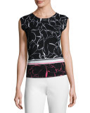 Relief Floral-Print Knit Tank, Fantasy