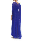 Caftan Dress W/ Sequined Underlay 