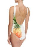 Kelly Pineapple-Print One-Piece Swimsuit, White