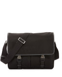 Large Nylon Messenger Bag, Black
