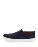 Snake-Embossed Slip-On Sneaker, Navy