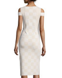 Cold-Shoulder Basketweave Sheath Dress, Sycamore