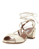 Lori Metallic Lace-Up Sandal, Gold