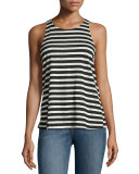 Striped Army Tank, Black/White