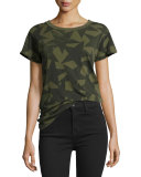 The Crewneck Star-Print Tee, Army Green