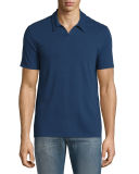 Johnny-Collar Short-Sleeve Polo Shirt