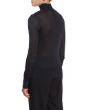 Long-Sleeve Jersey Turtleneck Top, Navy