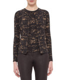 Gnu-Jacquard One-Button Cardigan, Date/Steppe