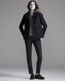 Rockstud-Trim Double-Breasted Peacoat, Navy
