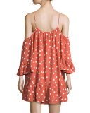 Hattie Polka-Dot Cold-Shoulder Dress