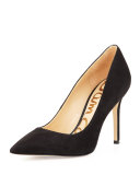 Hazel Pointed-Toe Suede Pump, Black