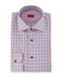 Multi-Check Dress Shirt, Blue/Orange