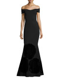 Vivietta Off-the-Shoulder Mermaid Gown, Black
