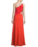 One-Shoulder Draped Column Gown 