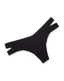 Stripped Microfiber Thong, Black