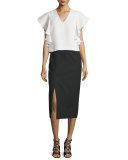 Stella V-Neck Crepe Blouse, Ivory