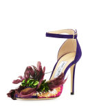 Annie Feather Suede 100mm Sandal