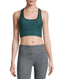 Lightweight Crossover Sports Bra, Black Arctic Teal