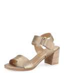Broadband Metallic Leather City Sandal, Ale