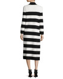Striped Cotton Milano Long Coat 