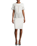 Eyelet Lace Pencil Skirt, Natural
