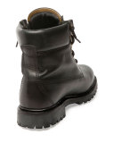 Taiga Leather Zip-Front Ranger Boot, Noir