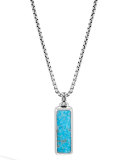 Men's Classic Chain Turquoise & Silver Box Chain Pendant Necklace