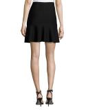 Ponte Fit-and-Flare Mini Skirt, Black