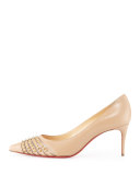 Baretta Studded 70mm Red Sole Pump, Nude/Light Gold