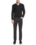 High-Performance Merino Wool V-Neck Sweater, Black